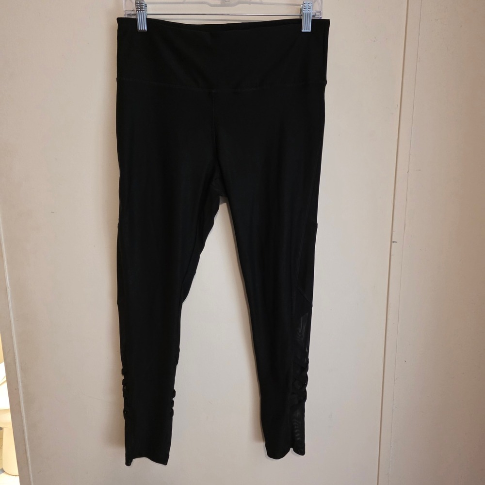 Vogo Athletica Womens Leggings Size Large Black Mesh Lattice Activewear